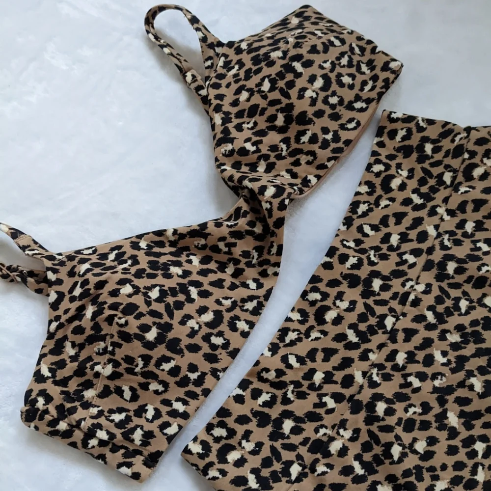 Aerie Cheetah Animal Print Bikini Lightly Padded XL Top HighWaist L Bottom NWT โก - Picture 8 of 14